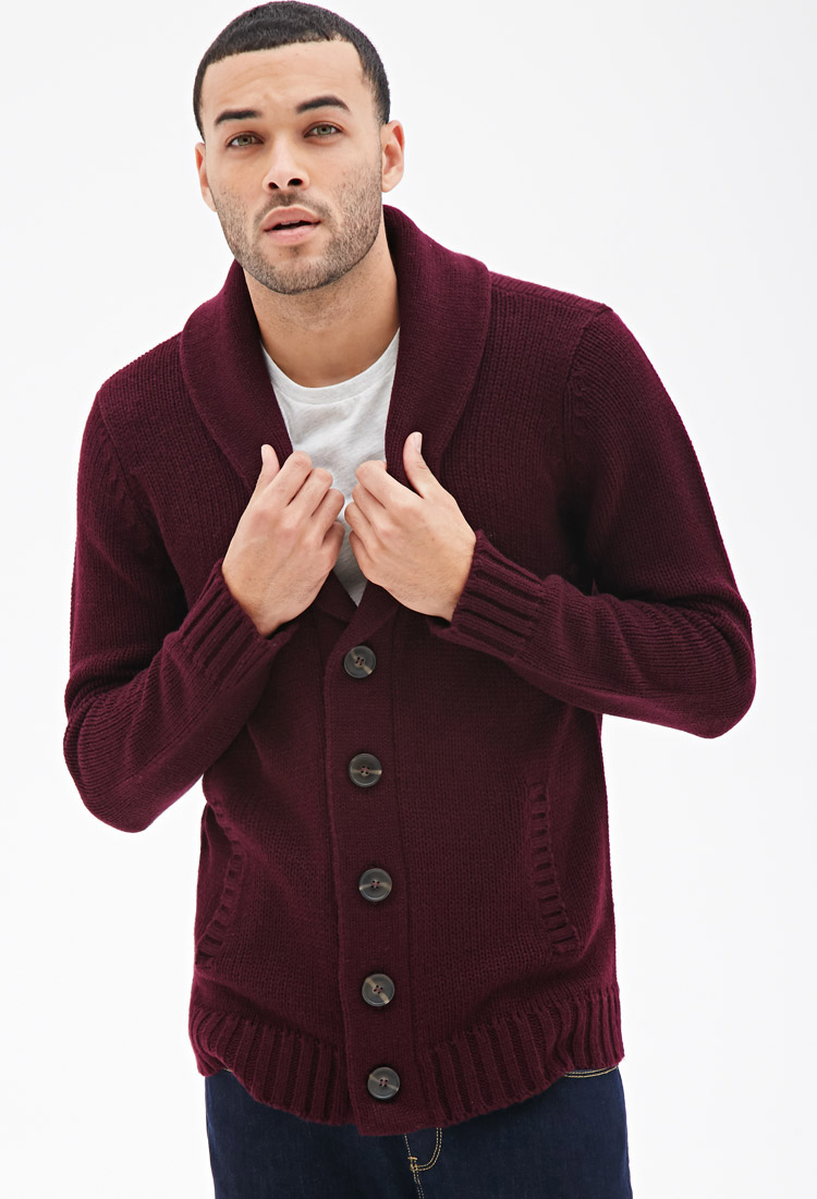 Forever 21 Shawl Collar Cardigan in Purple for Men | Lyst