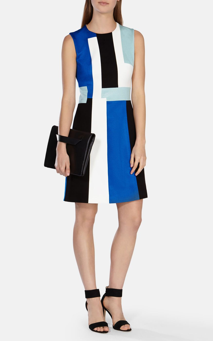 Karen Millen Colourblock Shift Dress In Blue 