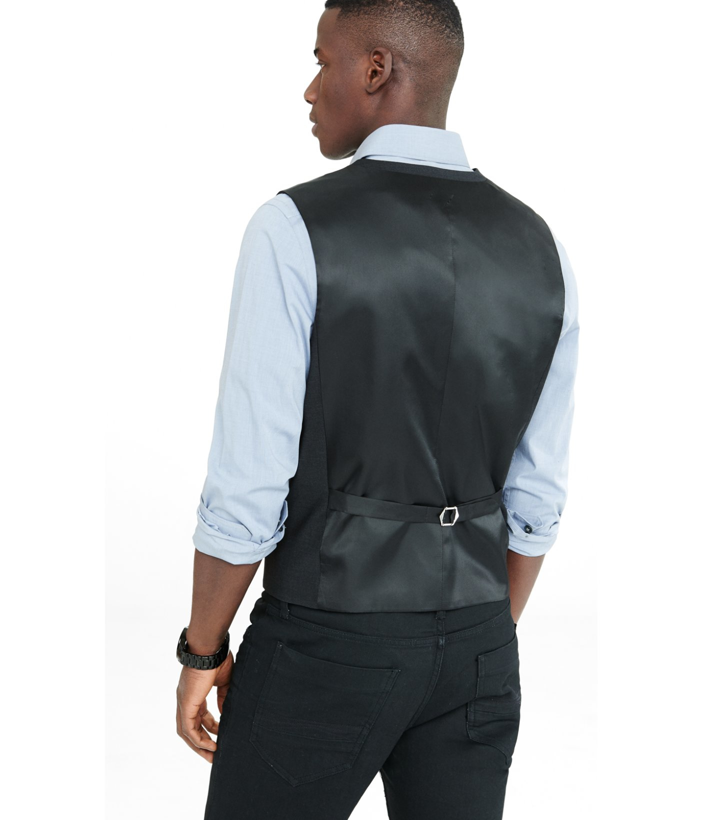 Lyst Express Wool Blend Gray Double Breasted Vest in Gray for Men