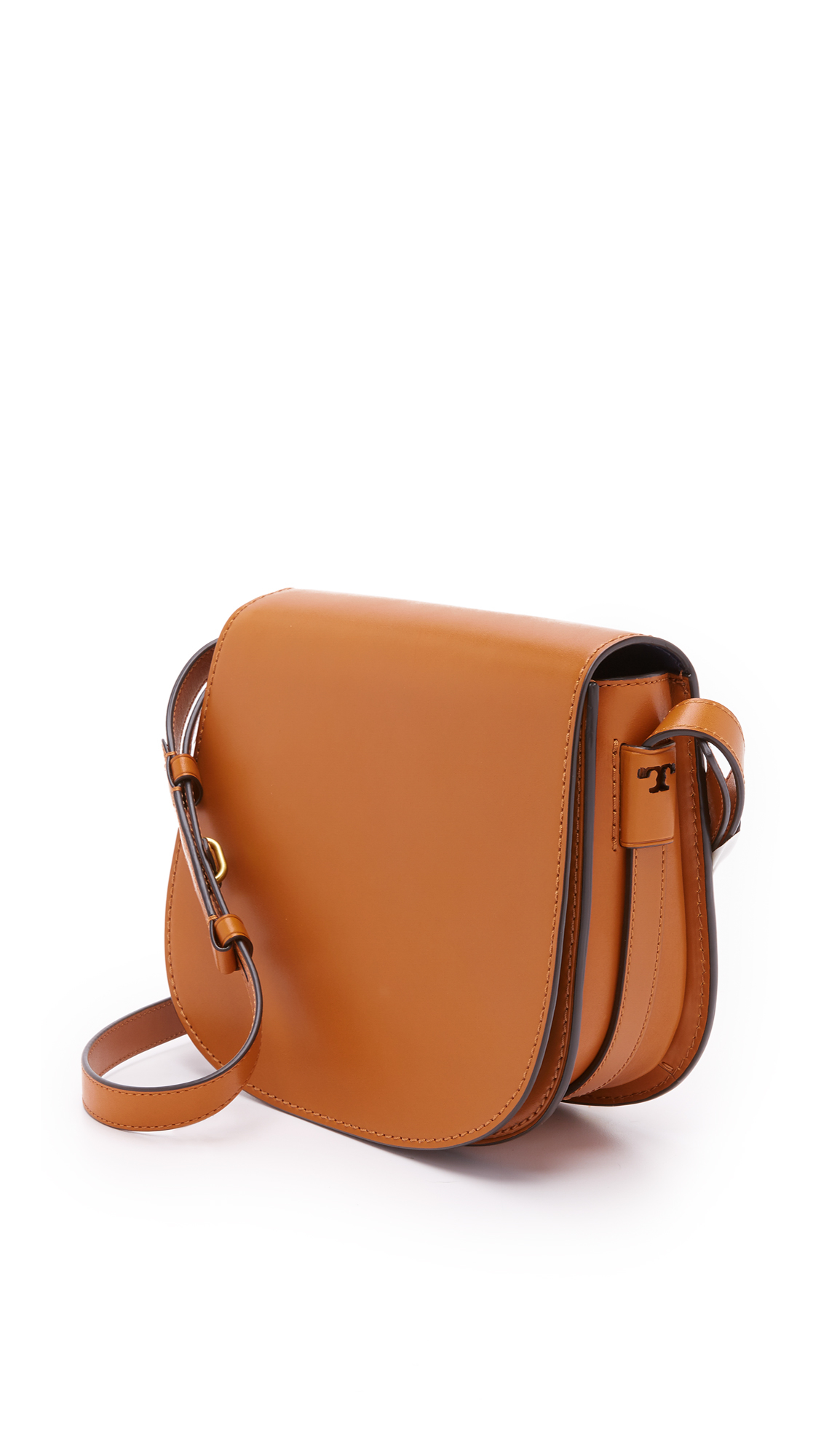 Lyst - Tory Burch Leather Saddle Bag in Brown