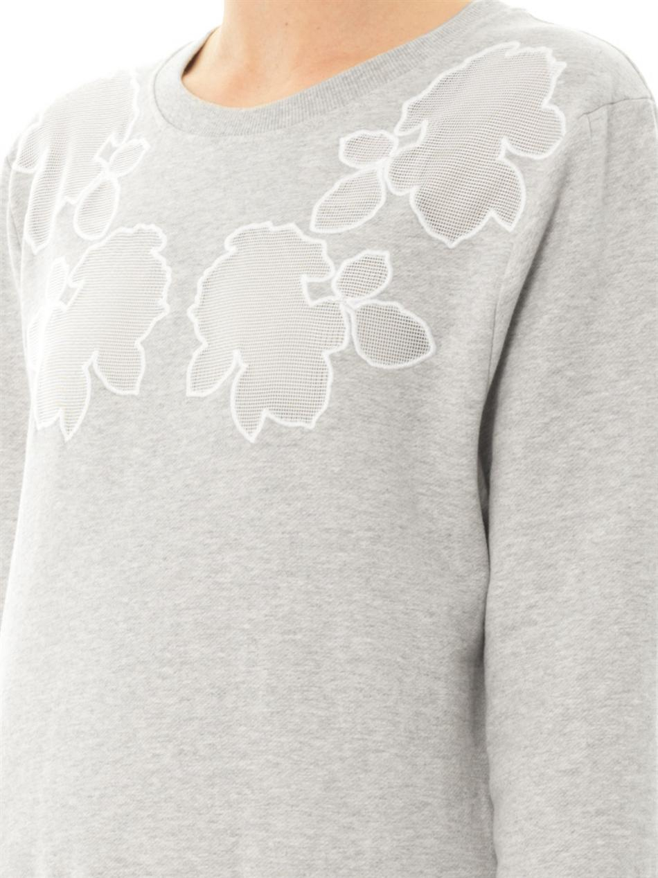 Lyst - Carven Floral Neckline Sweatshirt in Gray