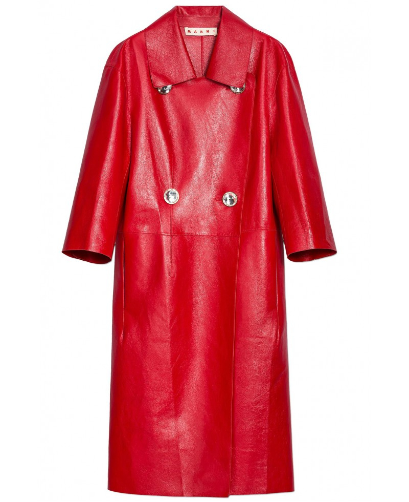 Lyst - Marni Leather Duster Coat in Red