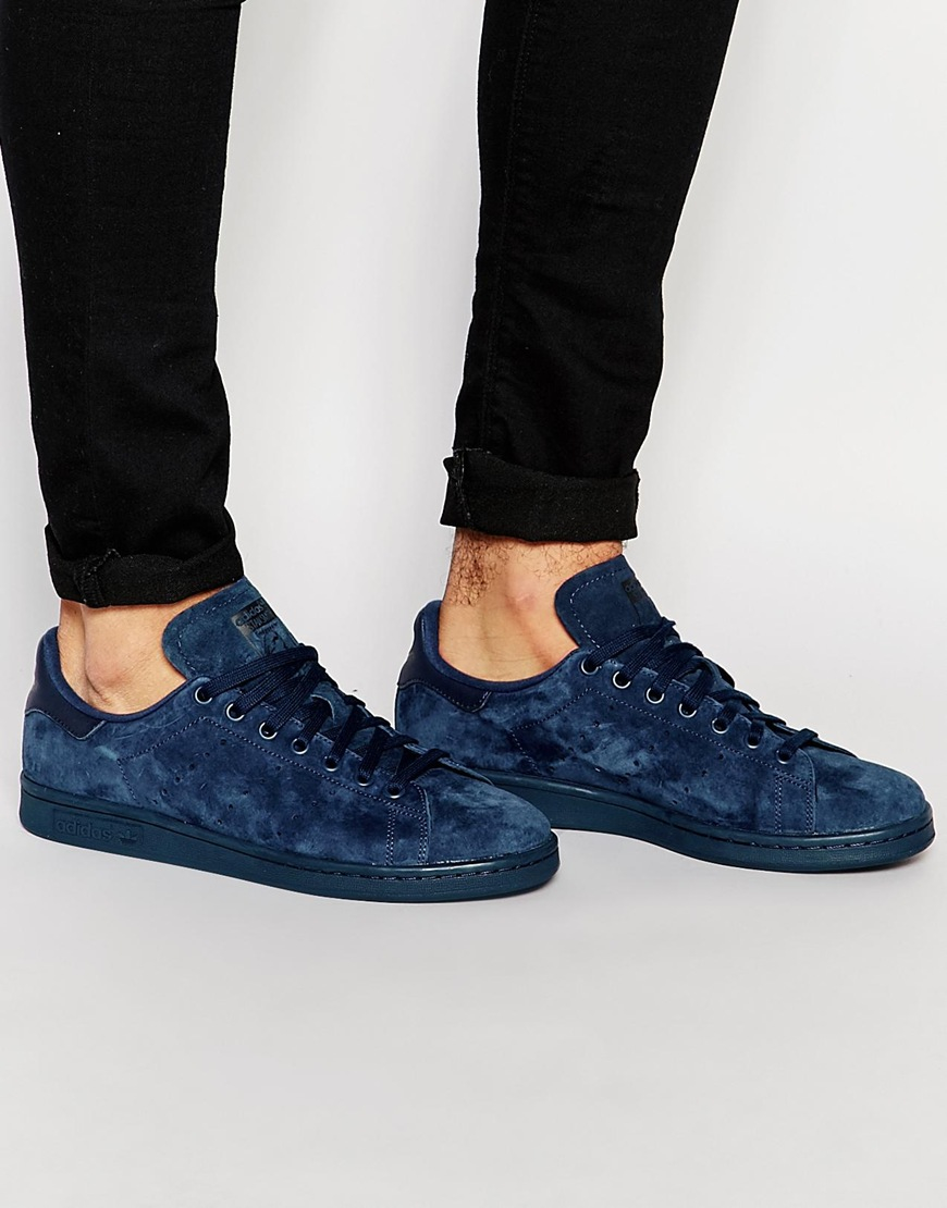 Lyst - Adidas Originals Stan Smith Suede Trainers in Blue for Men