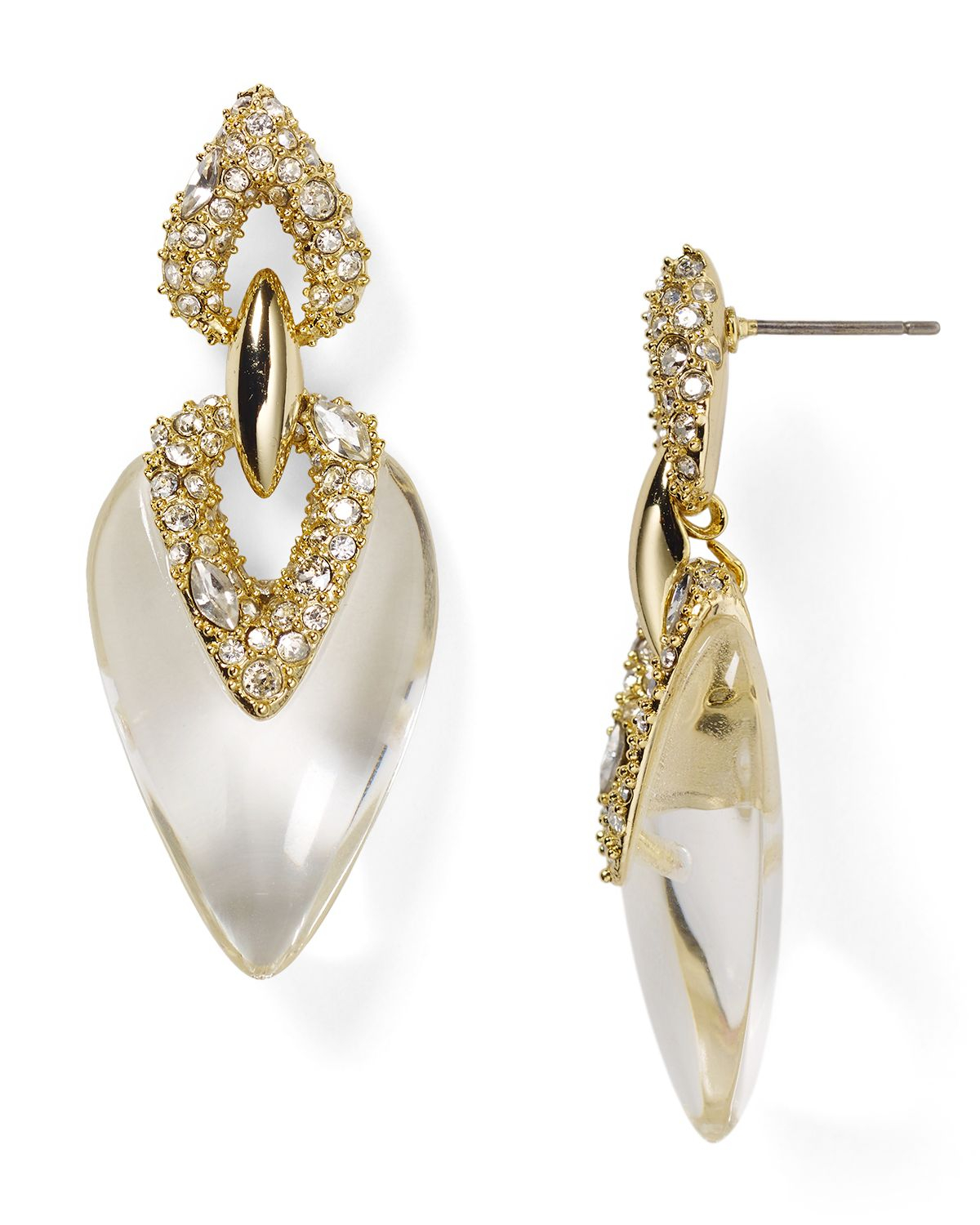 Alexis bittar Crystal Encrusted Drop Earrings in Gold (Clear) | Lyst