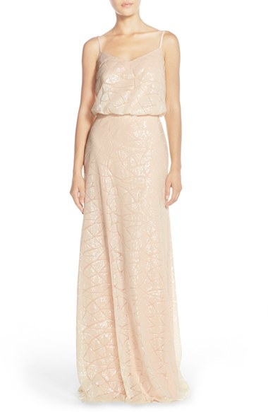 Lyst Donna Morgan Olivia Spaghetti Strap Sequin Blouson Gown Gallery