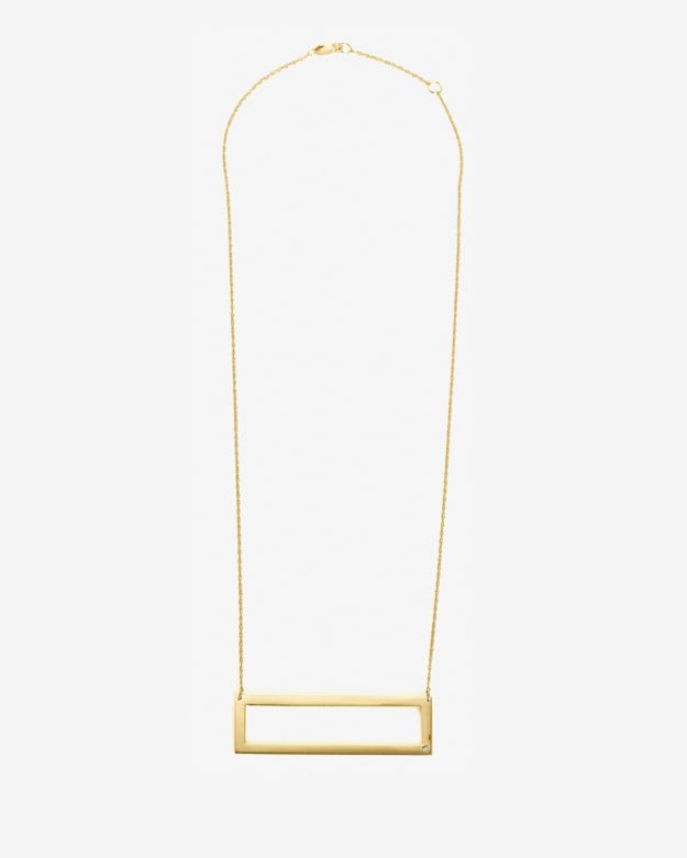 Jennifer Zeuner Open Rectangle Diamond Pendant Necklace in Gold | Lyst