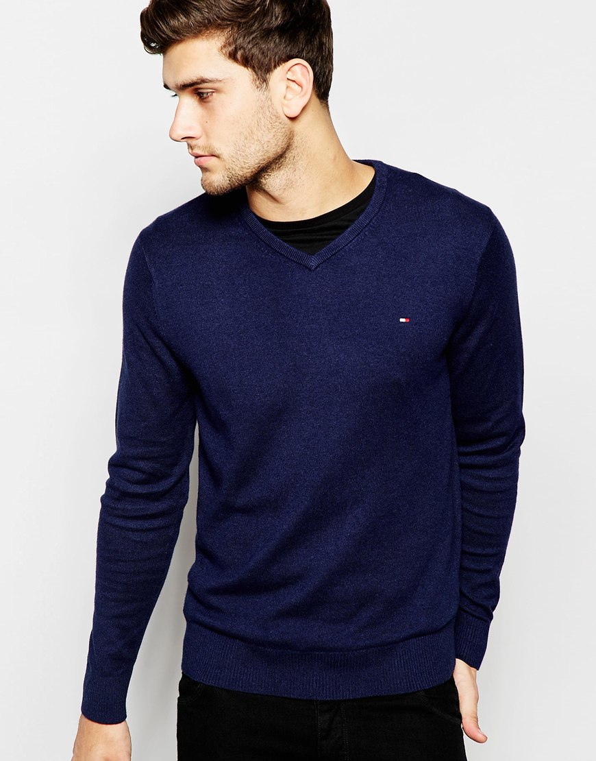 Lyst - Tommy Hilfiger Sweater With V Neck in Blue for Men