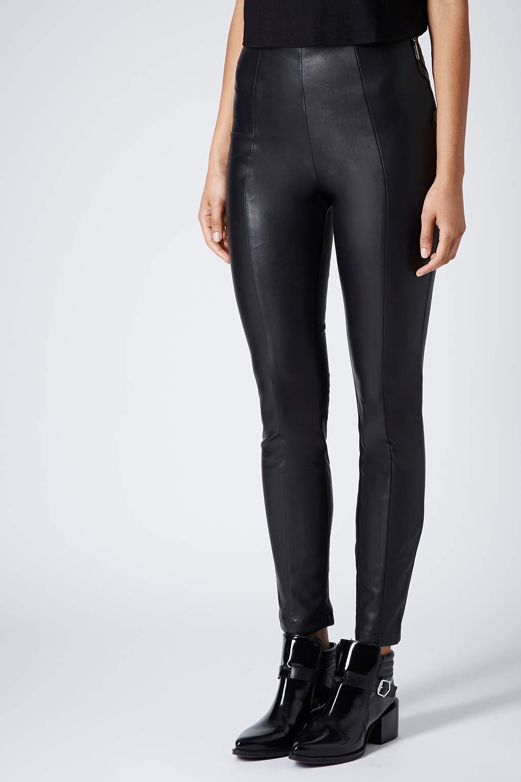 Lyst - Topshop Super Soft Leather Look Skinny Trousers in Black