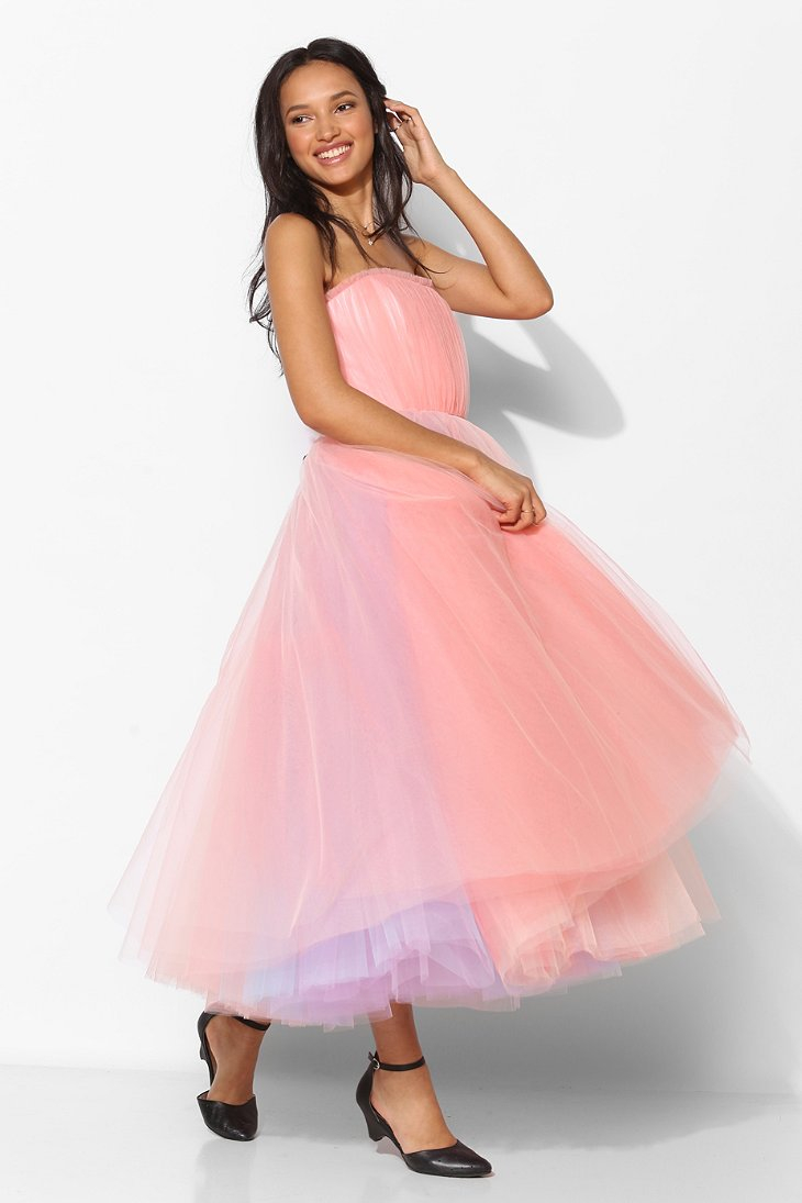 Lyst - Betsey Johnson Vintage For Uo Becca Strapless Tulle Dress in Pink