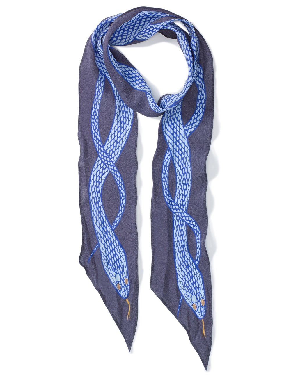 Rockins Blue Silk Snake Skinny Scarf in Multicolor (Multi) | Lyst