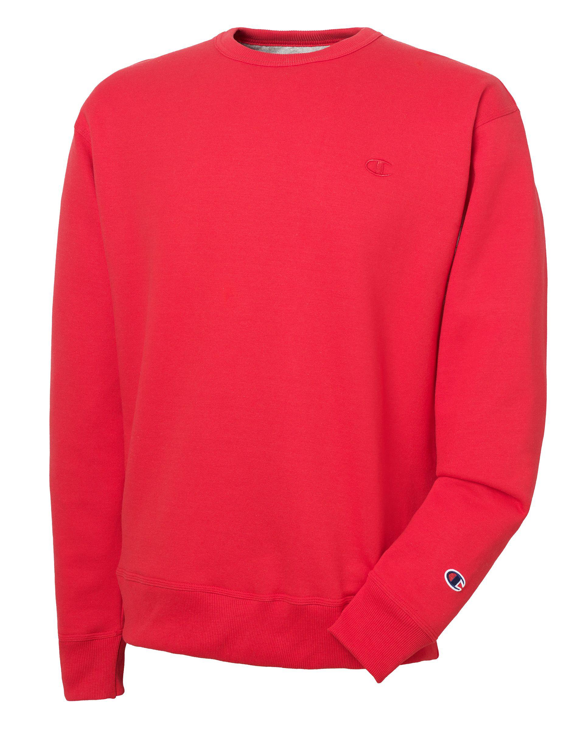 Champion Mens Graphic Powerblend Fleece Crew Large Team Red Scarlet Script