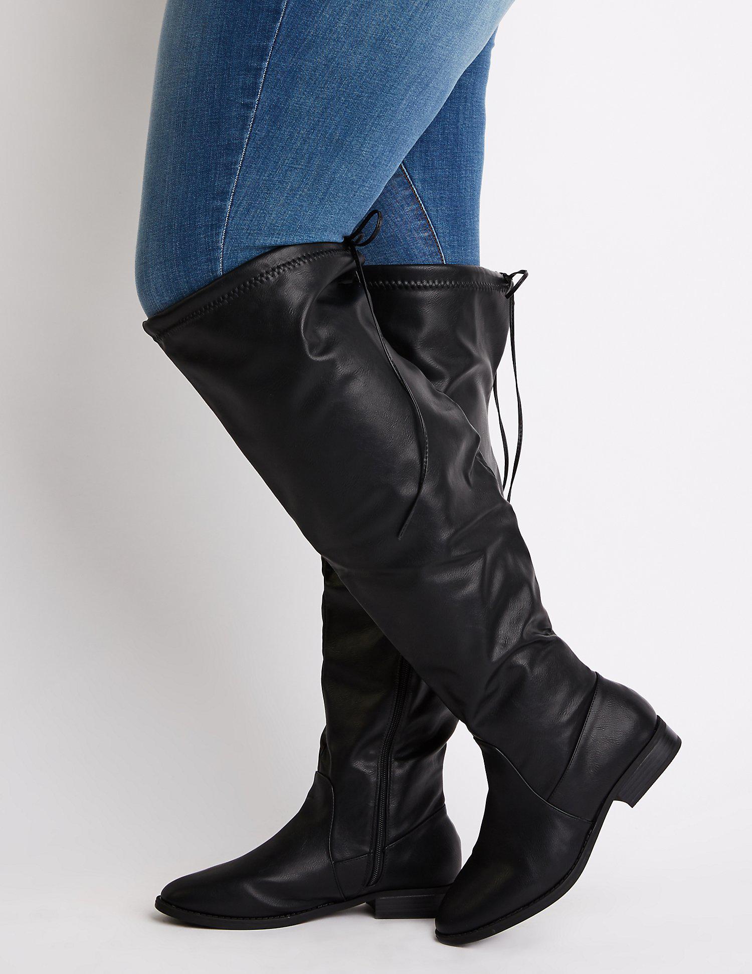 Lyst - Charlotte Russe Wide Width Over The Knee Riding Boots in Black ...