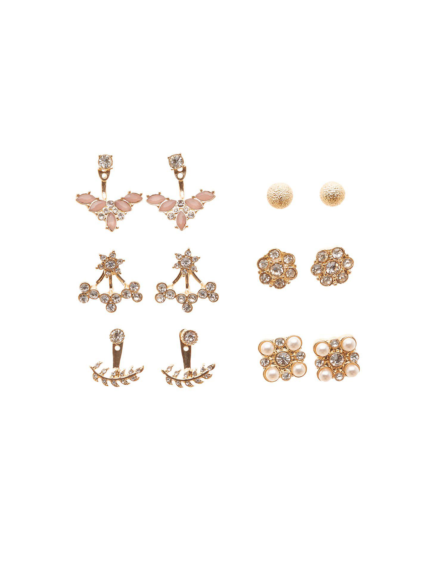 Lyst Charlotte Russe Embellished Ear Jacket Stud Earrings Set In Gallery