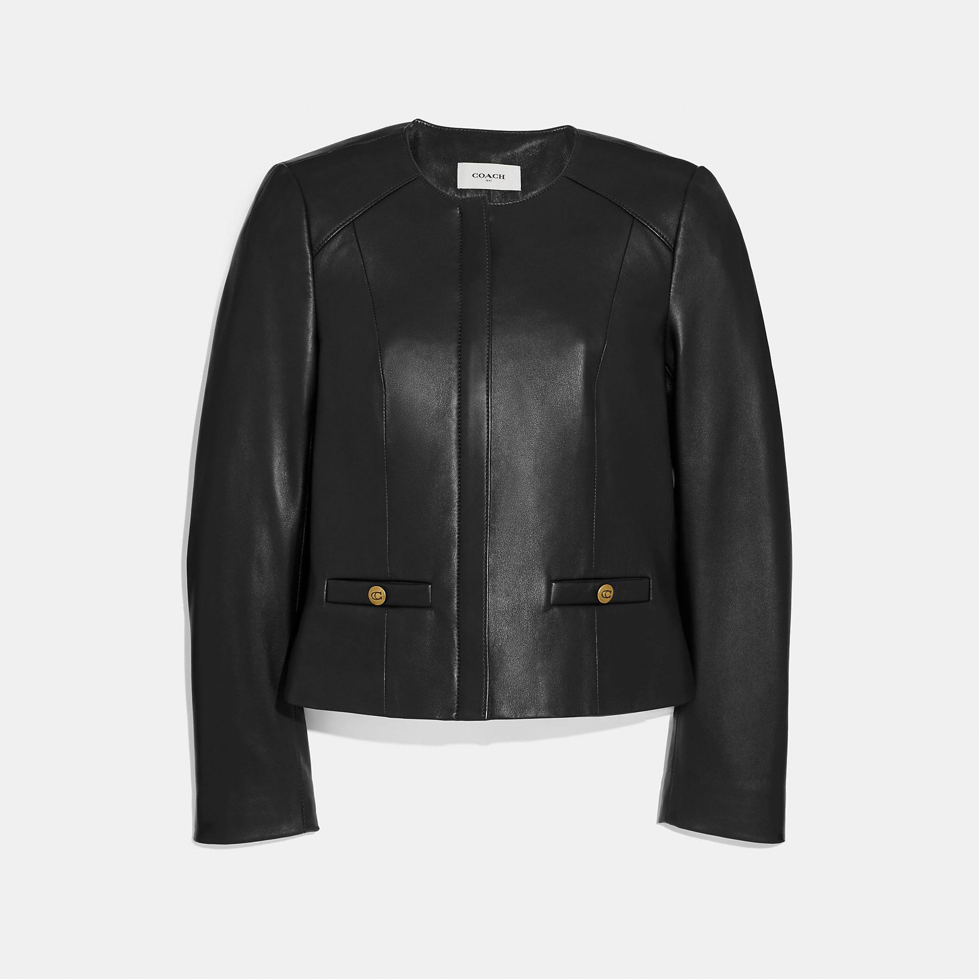 COACH Tailored Leather Jacket in Black - Lyst