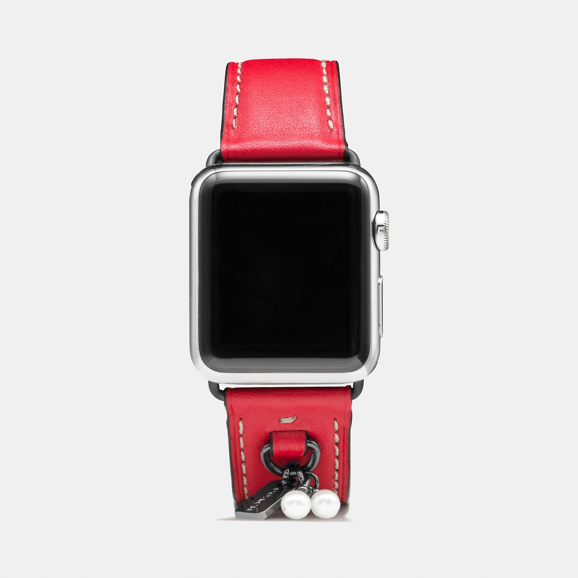 Lyst - Coach Apple Watch® Leather Watch Strap With Charms in Red