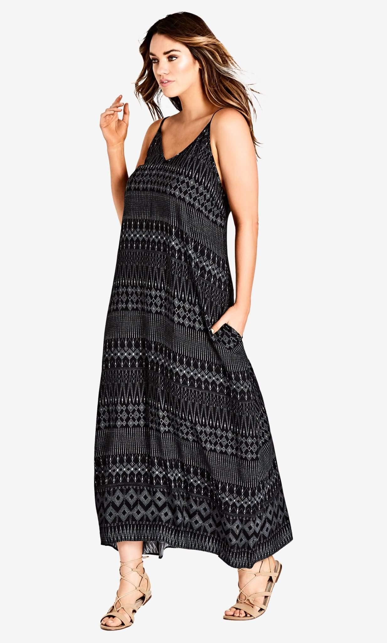 City Chic Safari Maxi Dress in Black - Lyst