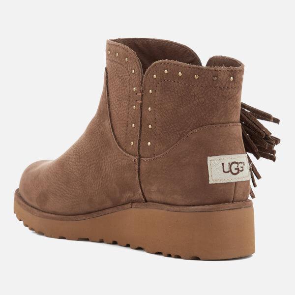 UGG Womens Cindy Leather Tassle Ankle Boots In Brow