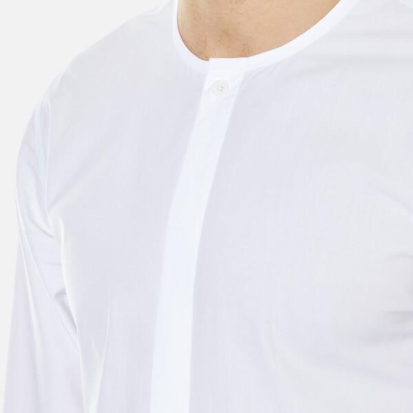 mens white collarless shirt uk