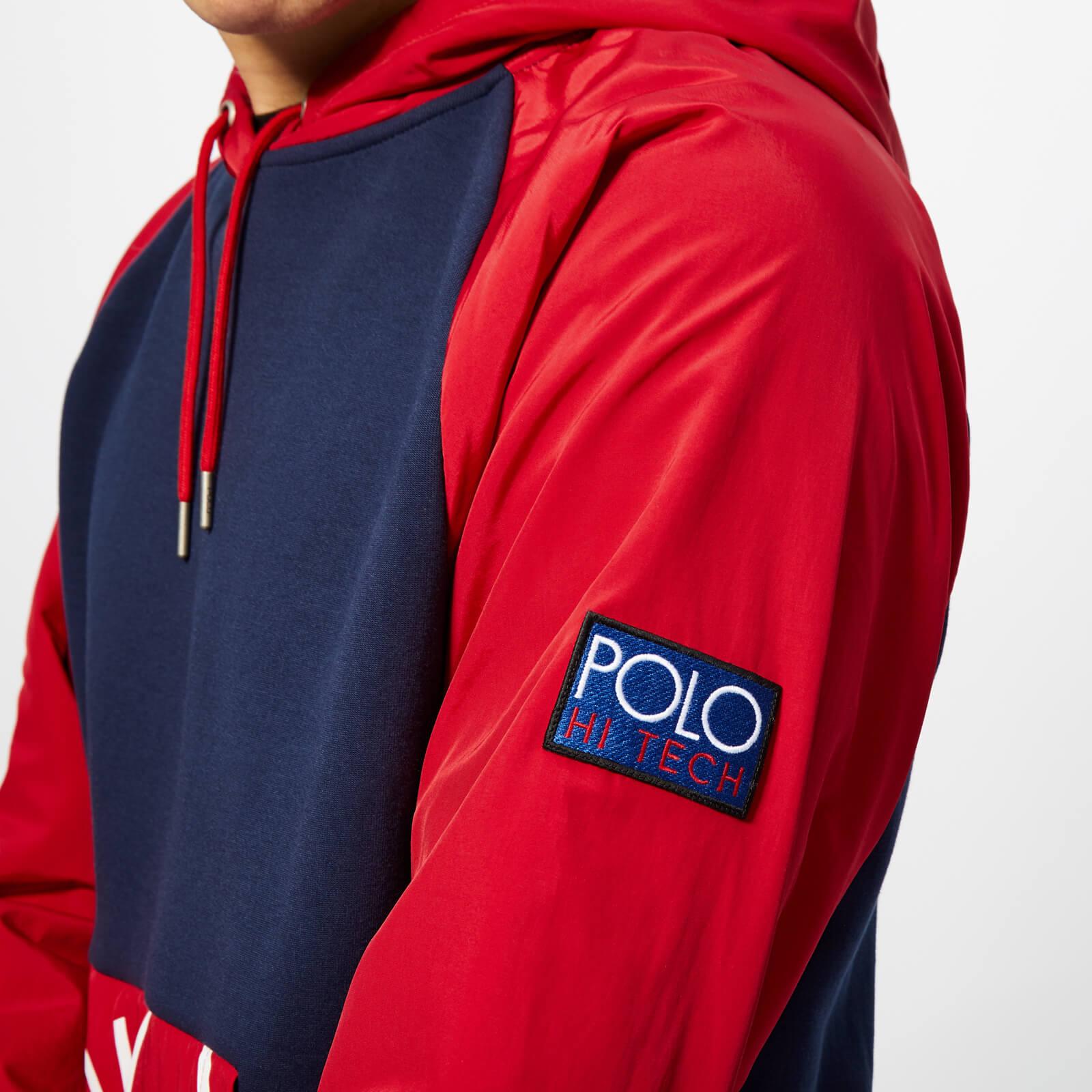 Polo Ralph Lauren Hi Tech Capsule Nylon/sweat Mix Half Zip Hoodie In Navy/red in Red for Men 