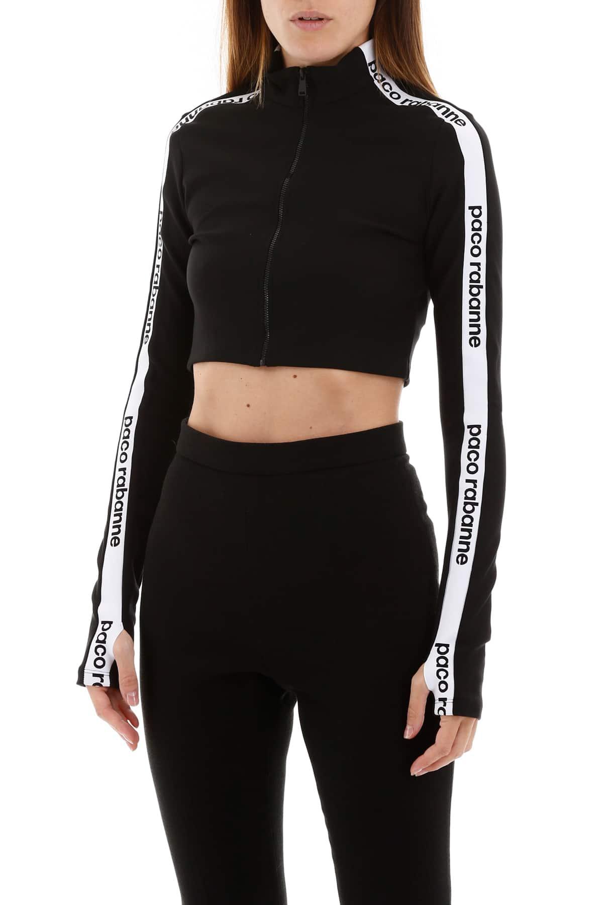 Paco Rabanne Crop Top With Logo Bands in Black,White (Black) - Save 8% - Lyst