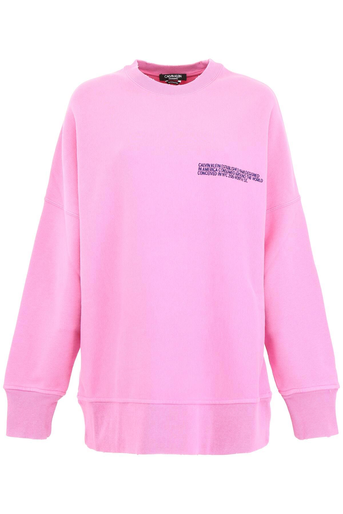 CALVIN KLEIN 205W39NYC Cotton Oversized Sweatshirt With Logo in Pink ...