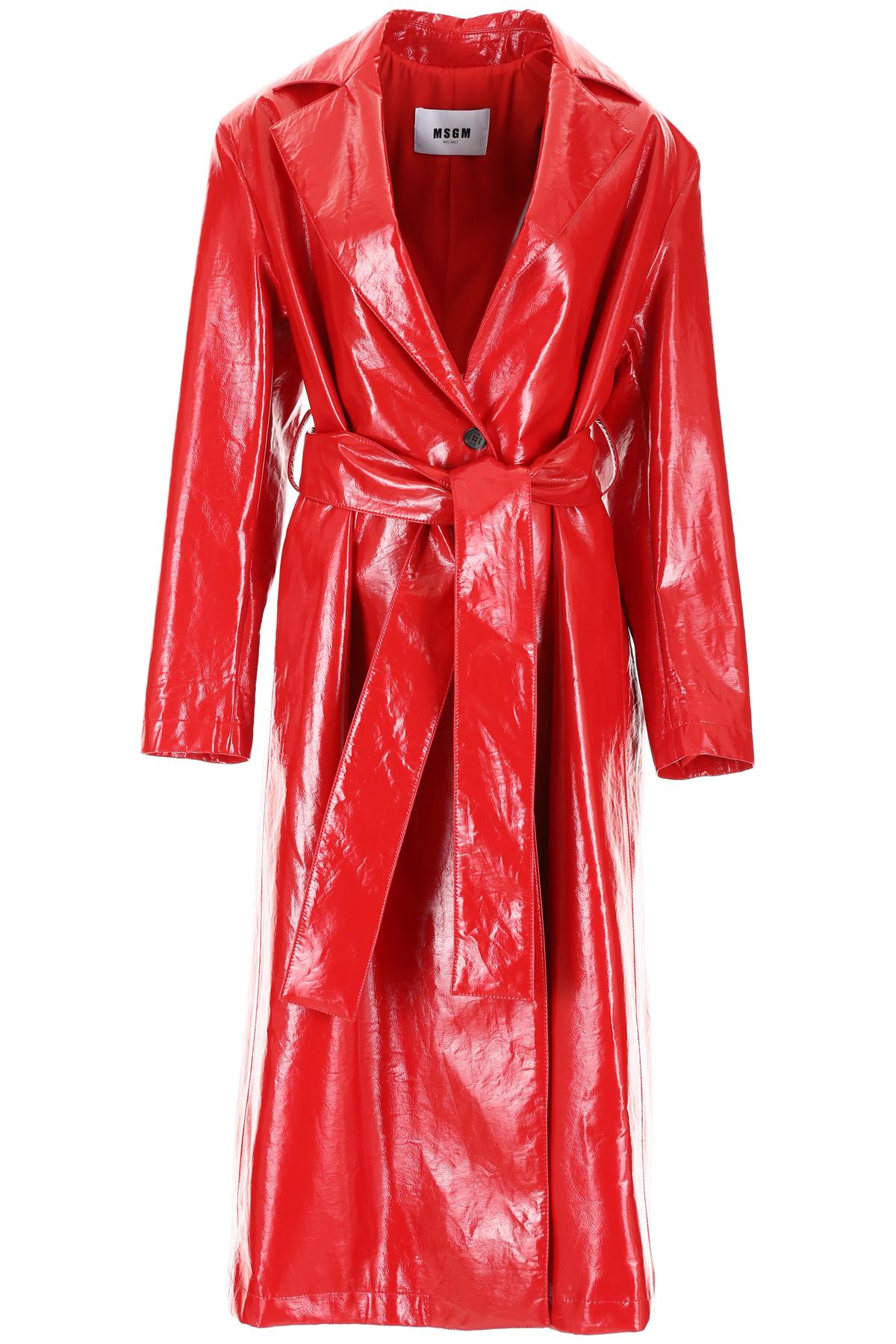 MSGM Vinyl Trench Coat in Red - Lyst