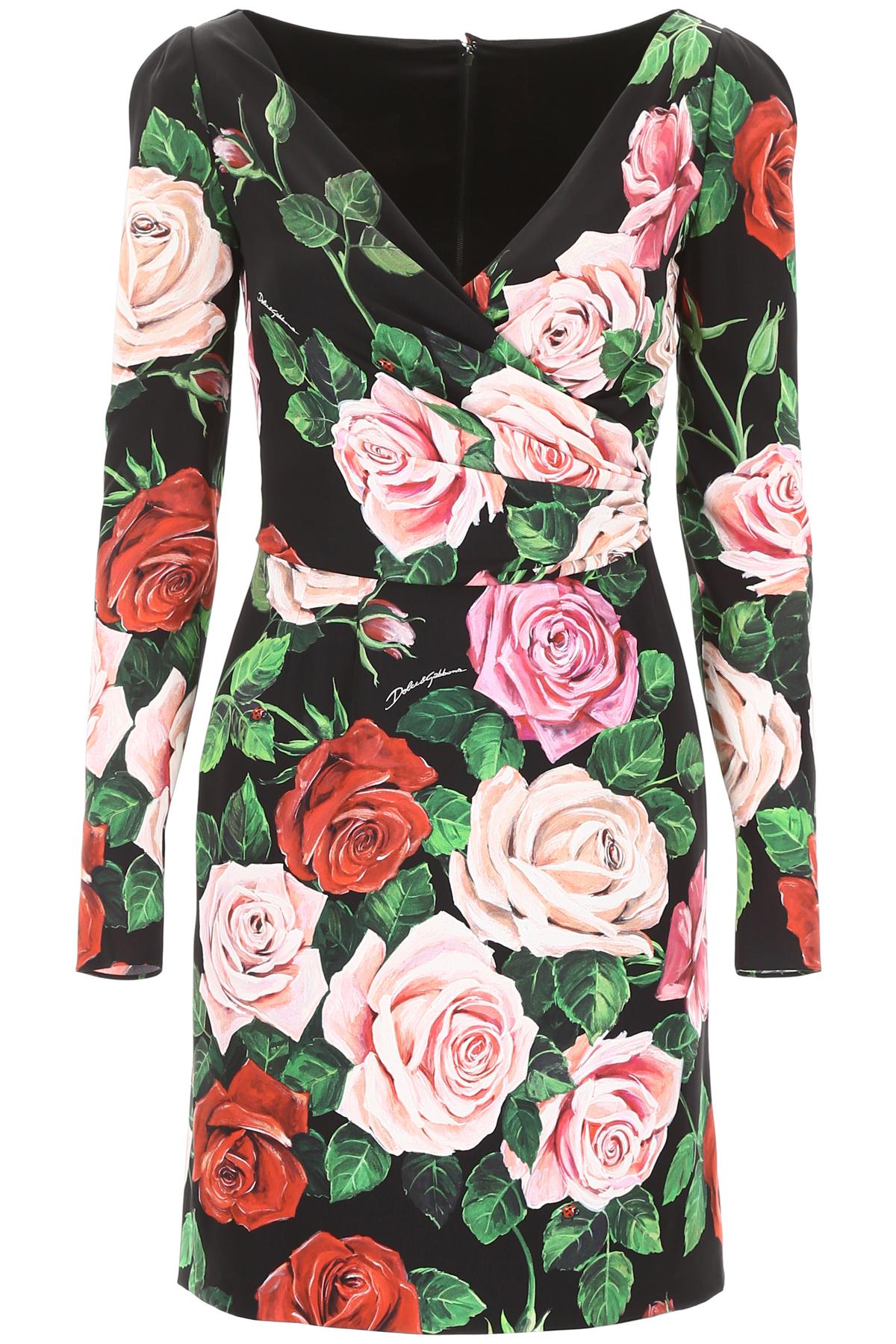 Dolce & Gabbana Rose Print Dress in Red Lyst