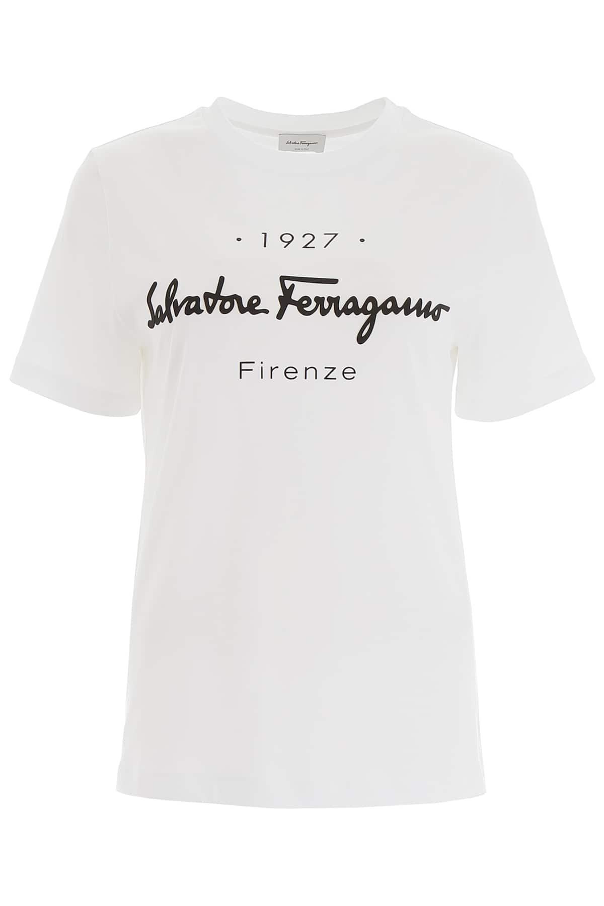Ferragamo Cotton Logo T-shirt in White - Lyst