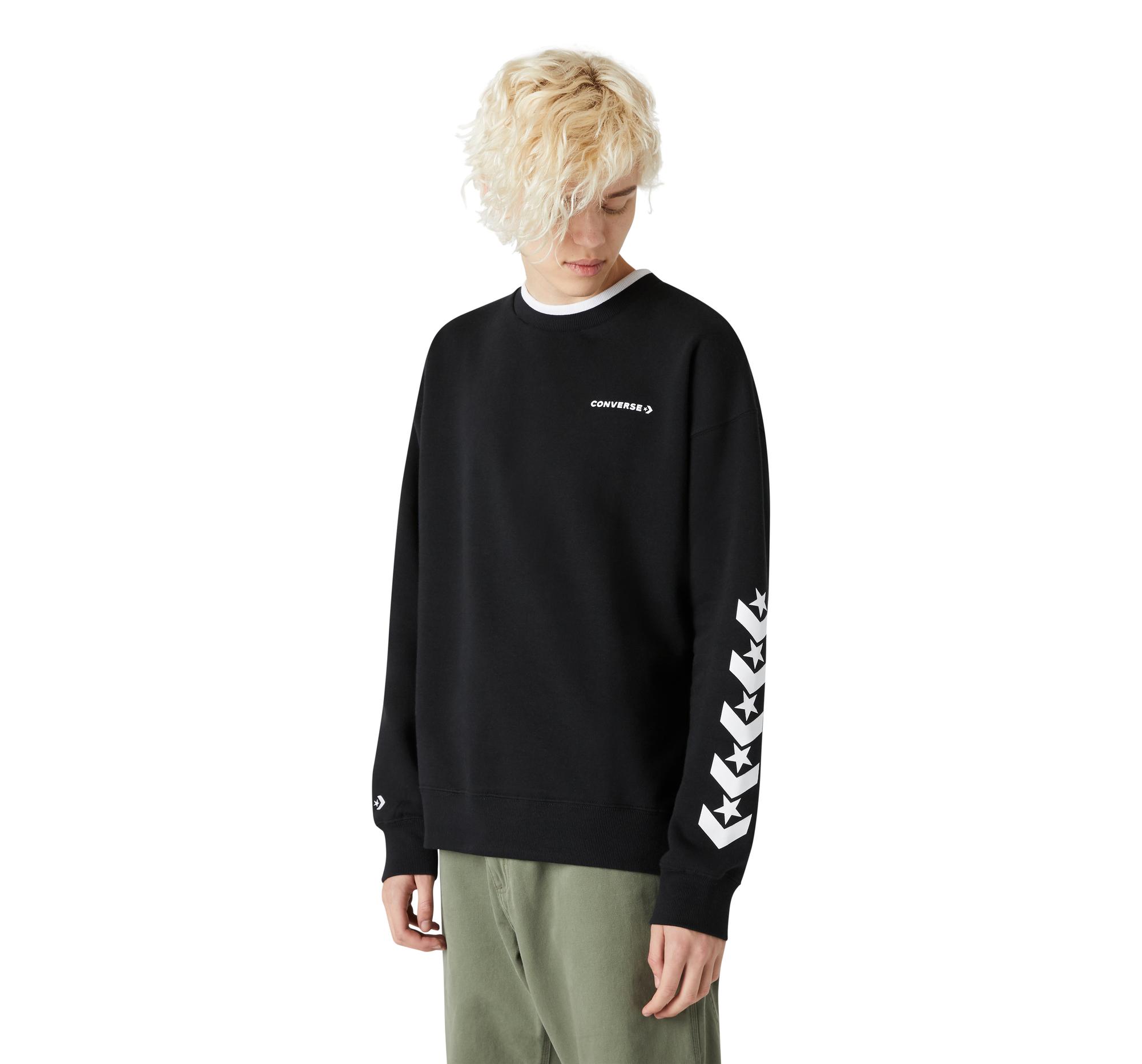 Converse Cotton Repeated Star Chevron Mock Neck Crew in ...