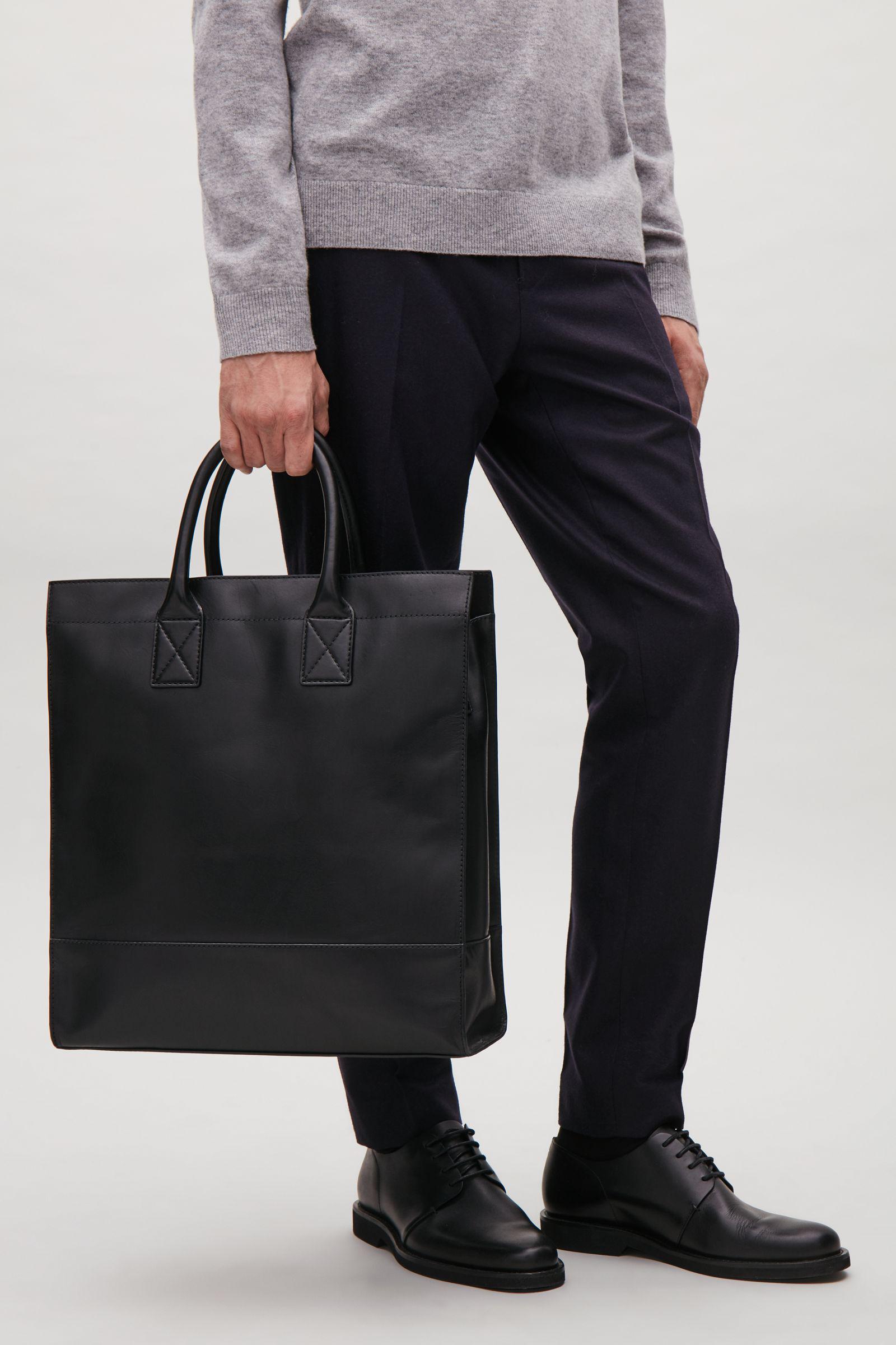 Lyst - Cos Leather Tote Bag in Black for Men