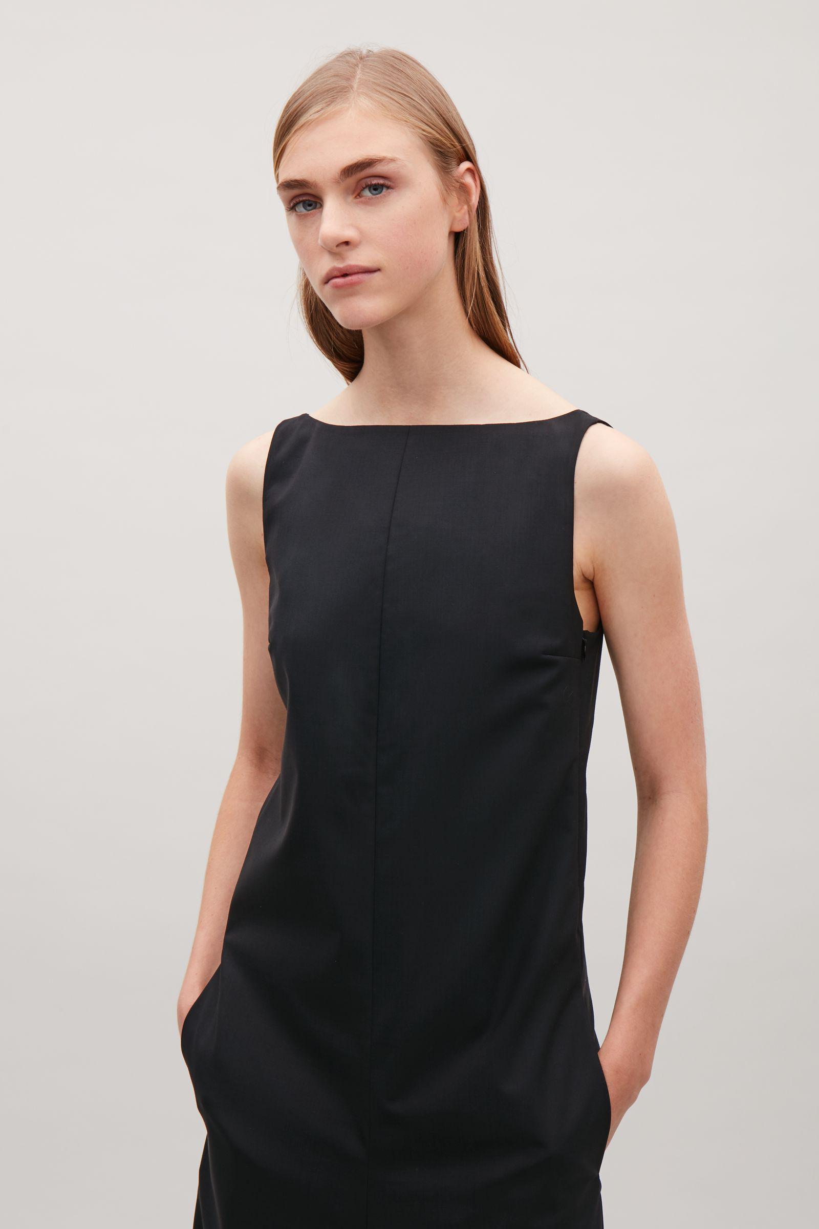 COS Wool Low Scoop-back Dress in Black - Lyst
