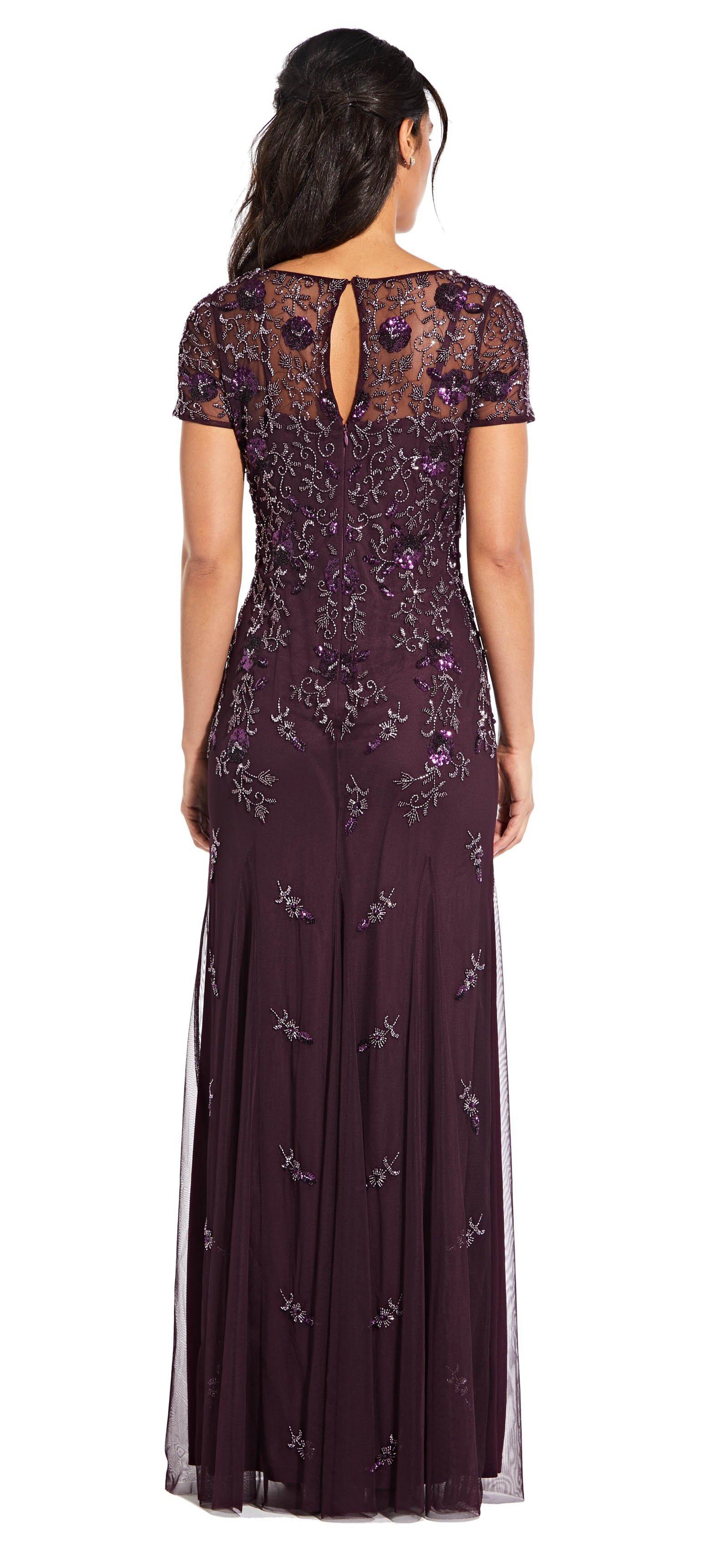 Adrianna Papell Ap1e203711 Floral Beaded Evening Dress in Purple - Lyst