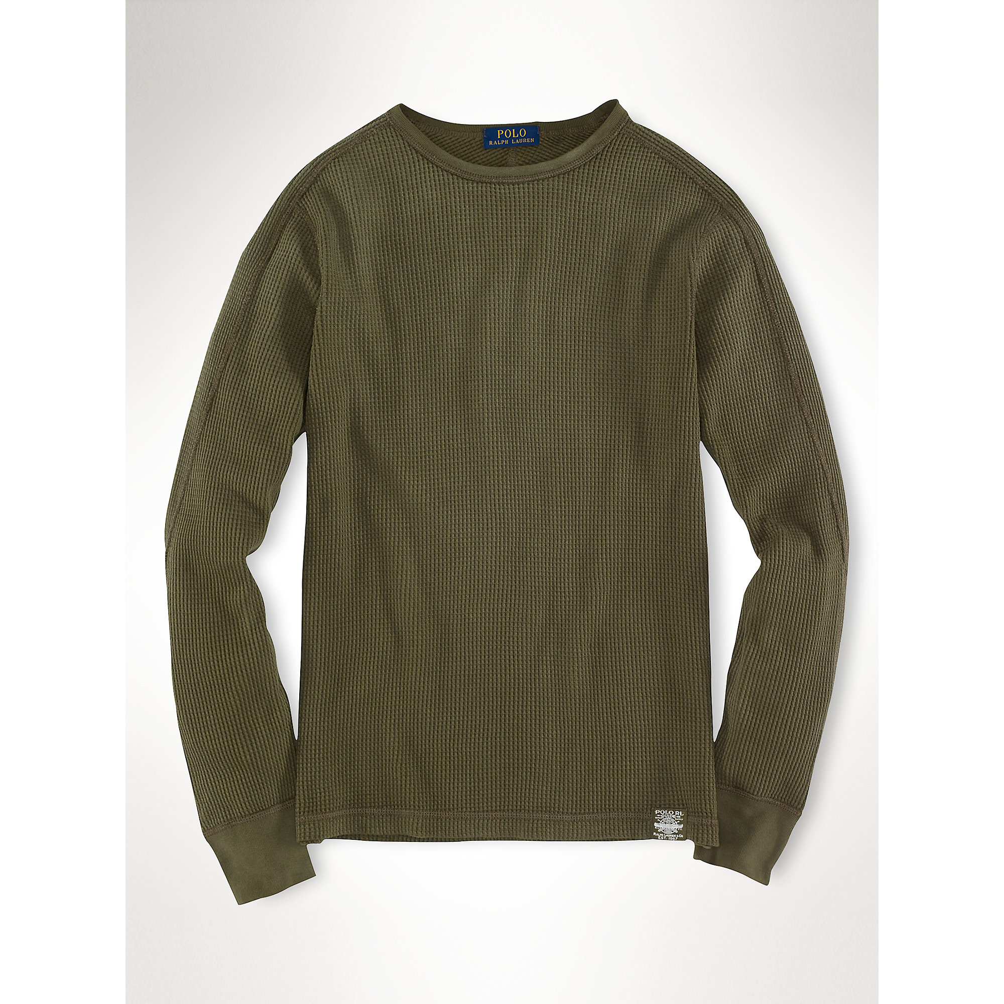 Lyst - Polo ralph lauren Waffle-Knit Crewneck Thermal in Green for Men