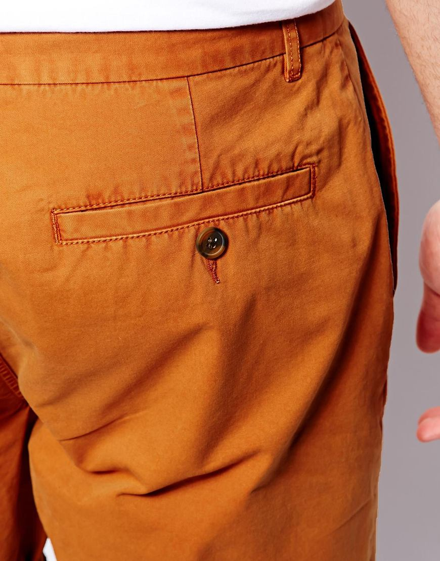 mens orange chino shorts
