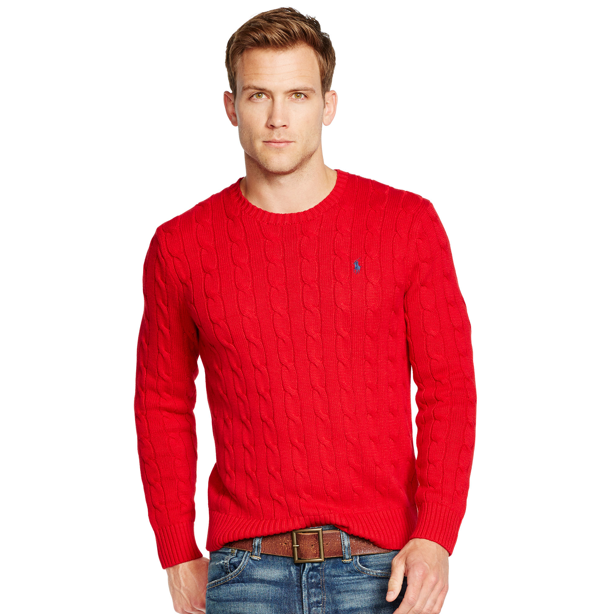 Polo ralph  lauren  Cable knit Cotton Sweater  in Red for Men  