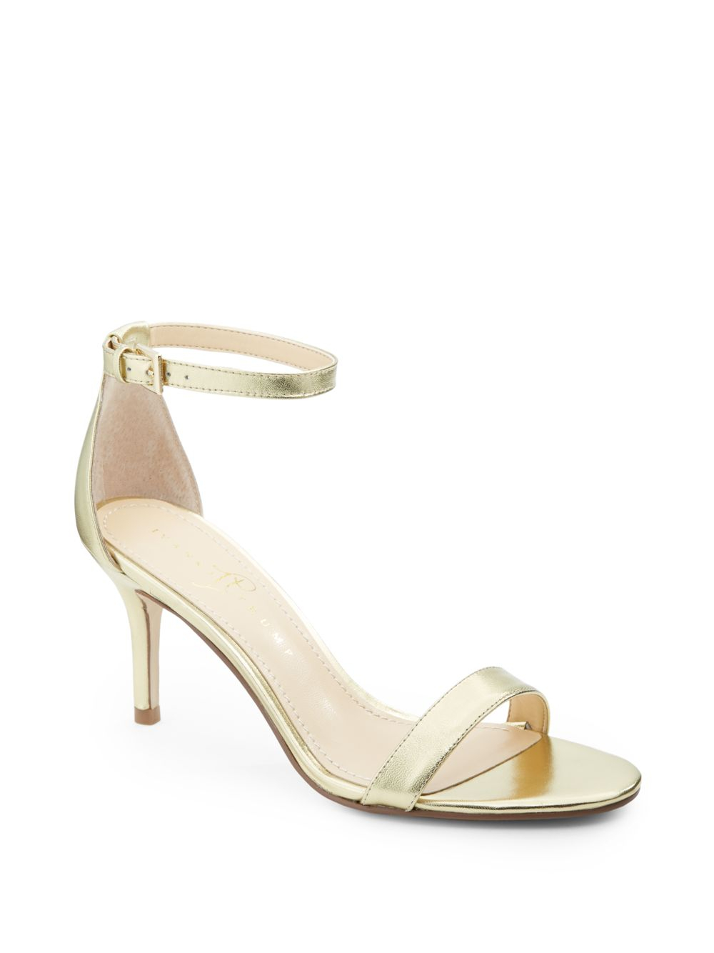 Ivanka Trump Vilma Metallic Leather Ankle Strap Sandals in Gold ...