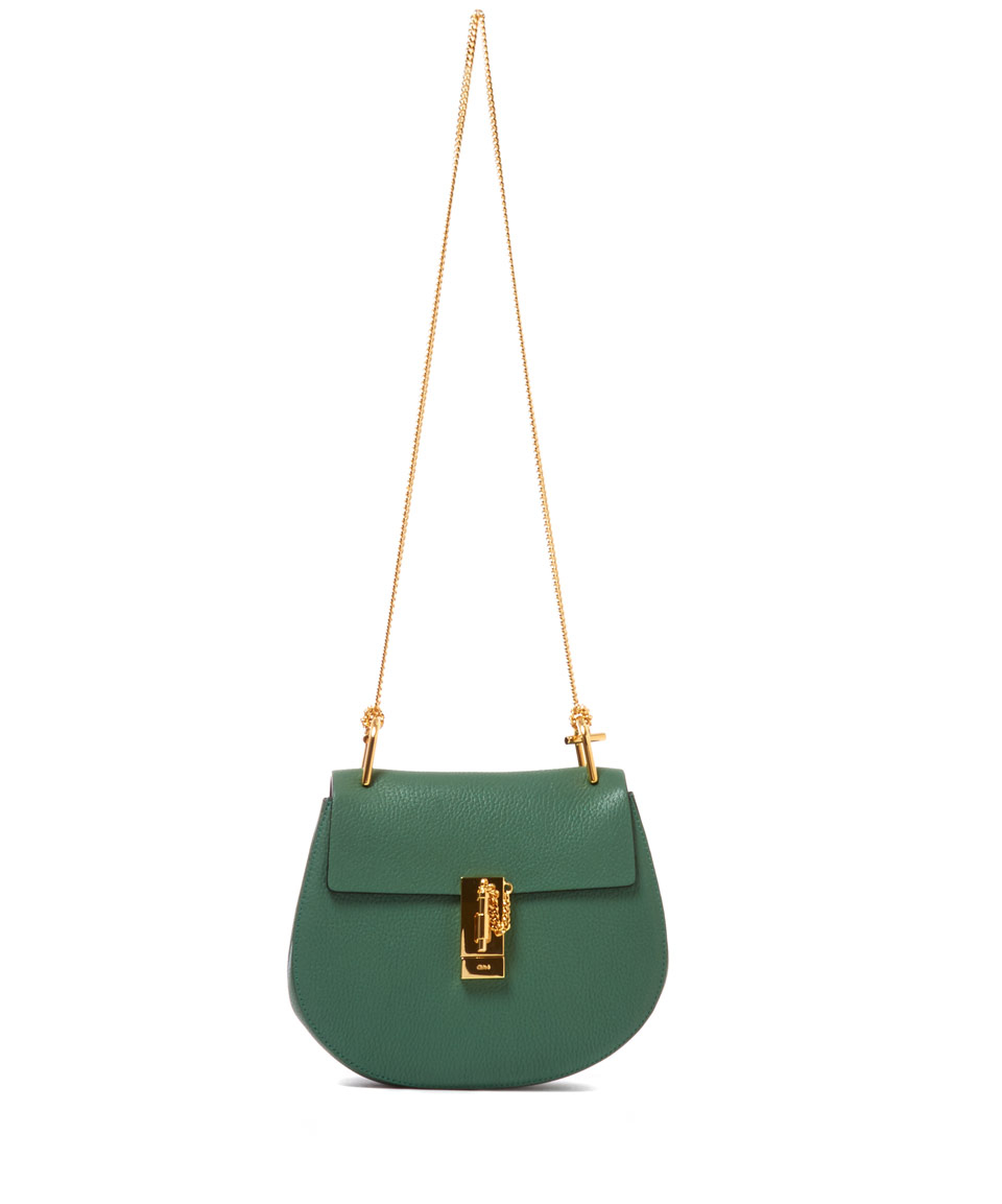 Chlo Small Green Drew Leather Bag in Green | Lyst
