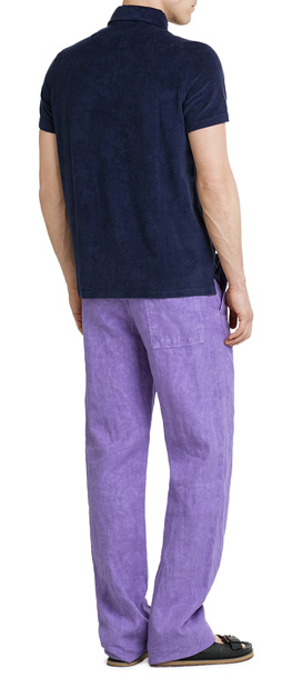 purple and white pants