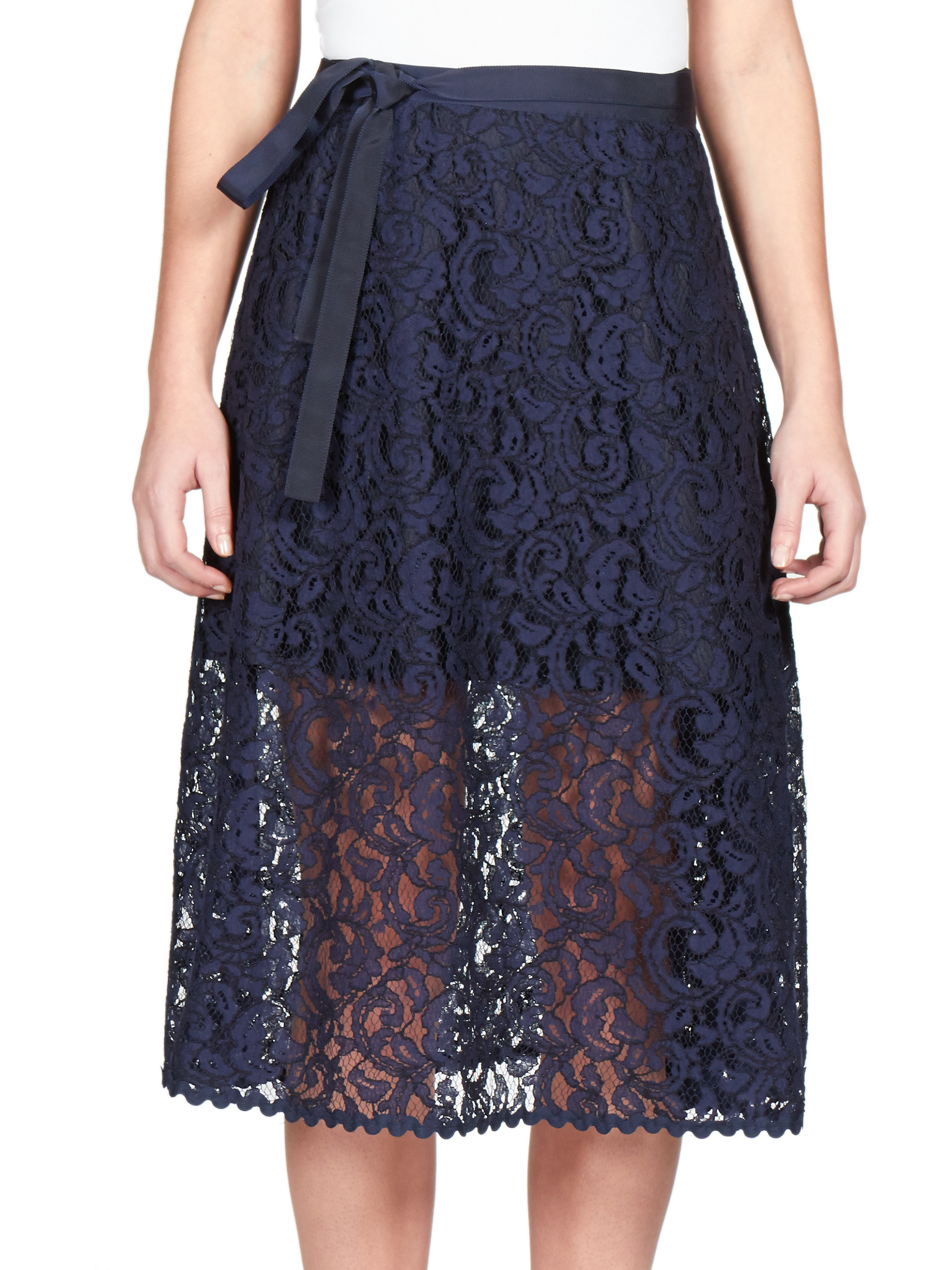 Sacai Luck Lace Wrap Skirt in Blue | Lyst
