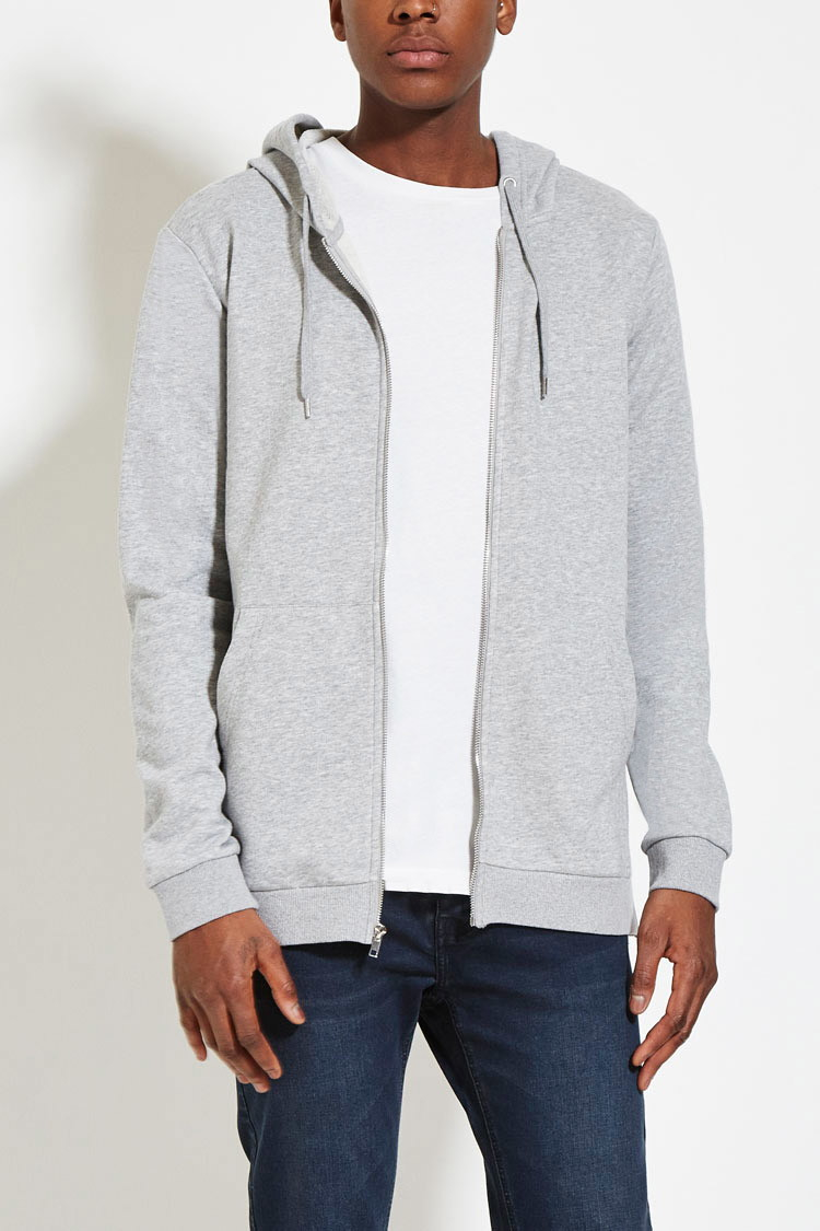 Lyst - Forever 21 Distressed Zip-up Hoodie in Gray for Men