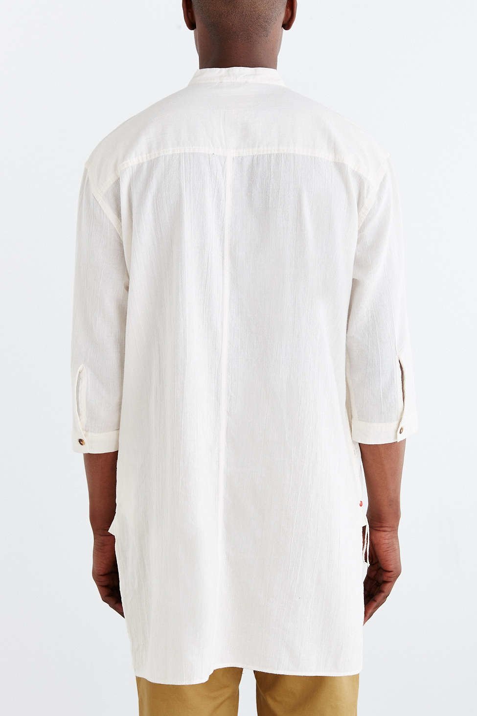 Download Koto Half-sleeve Long Split Hem Popover Shirt in White for ...