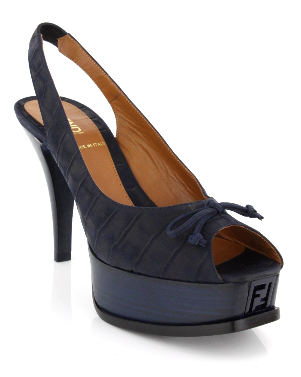 Lyst Fendi Navy Slingback Sandal In Blue