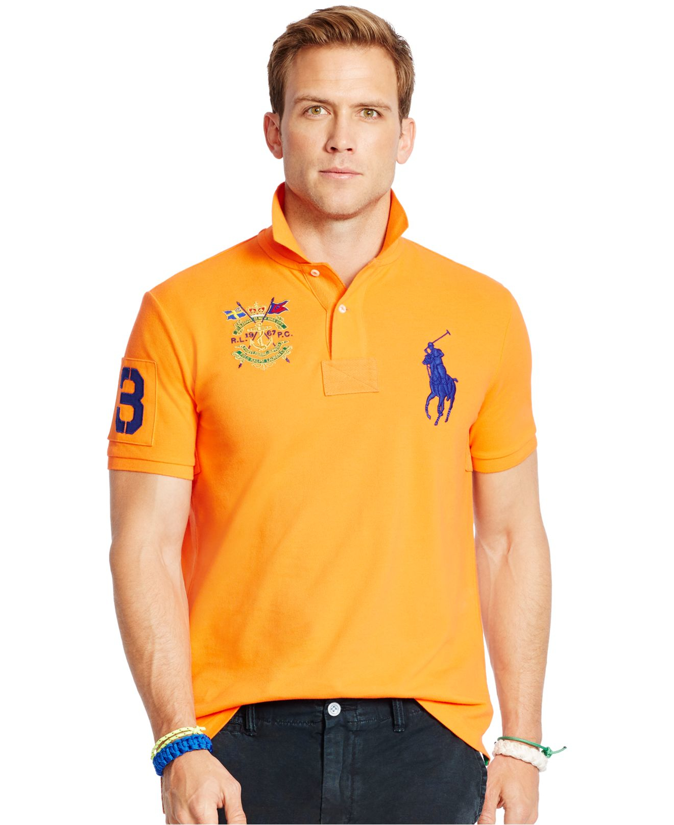 Polo ralph lauren Nautical-crest Mesh Polo Shirt in Orange for Men | Lyst