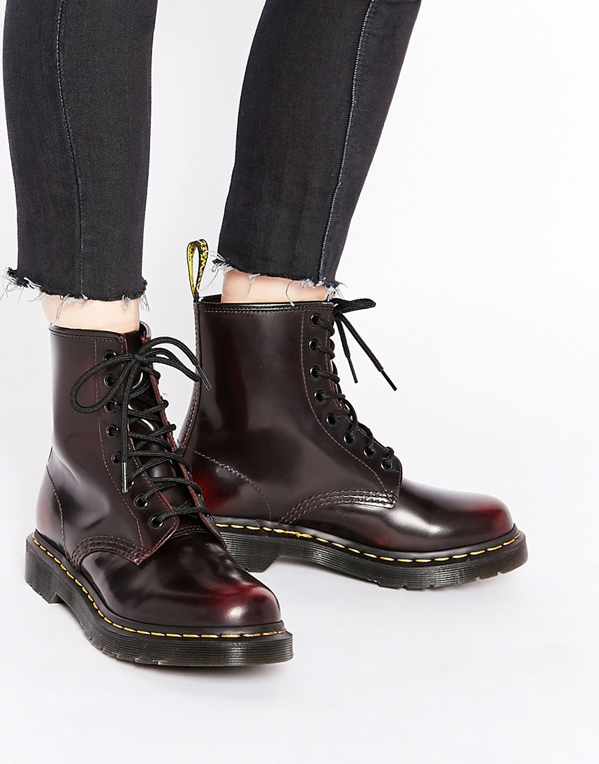 Dr. martens 1460 Cherry Red Arcadia 8-eye Boots in Black | Lyst