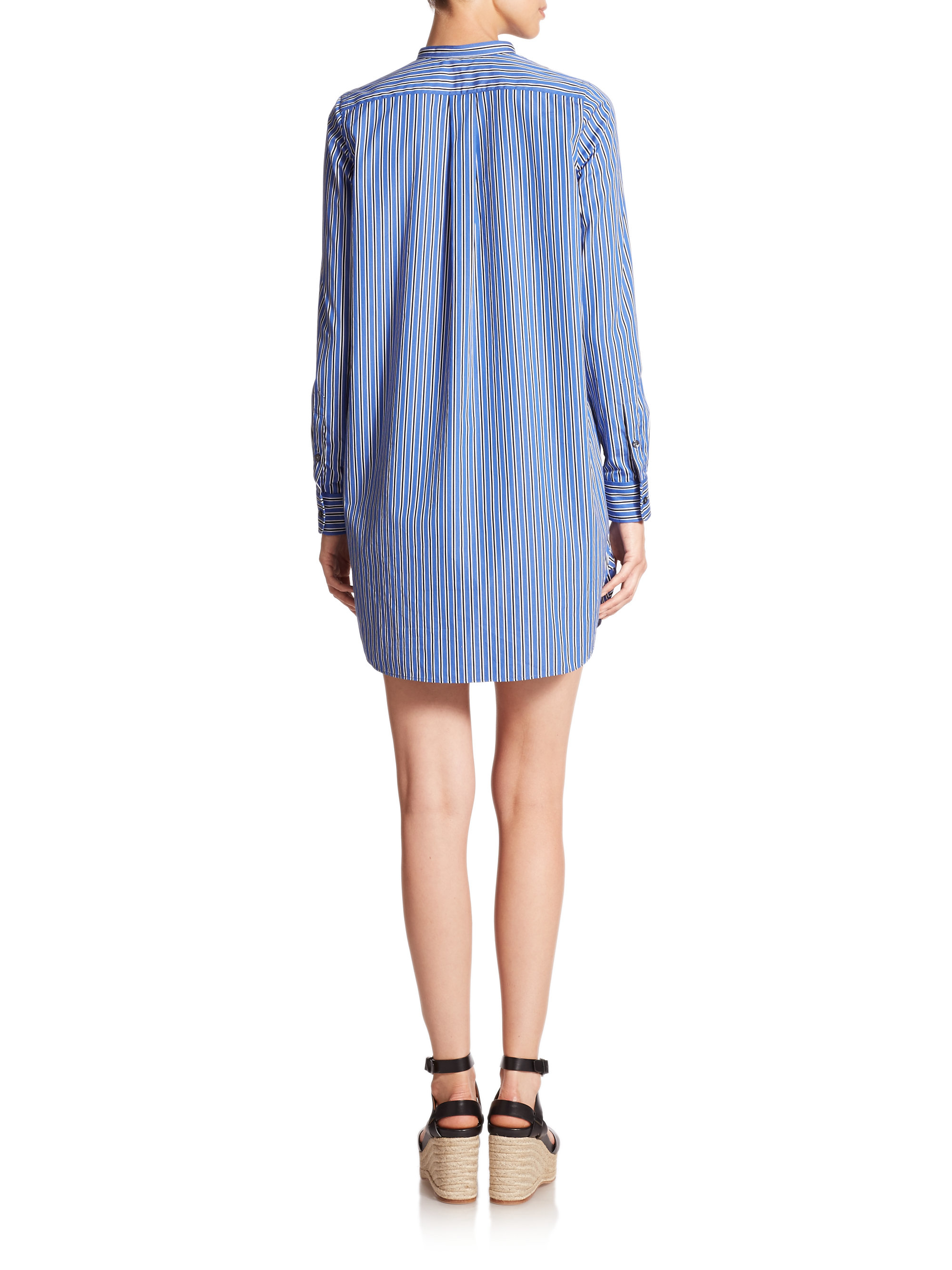 Lyst Polo Ralph Lauren Striped Poplin Shirtdress In Blue Gallery
