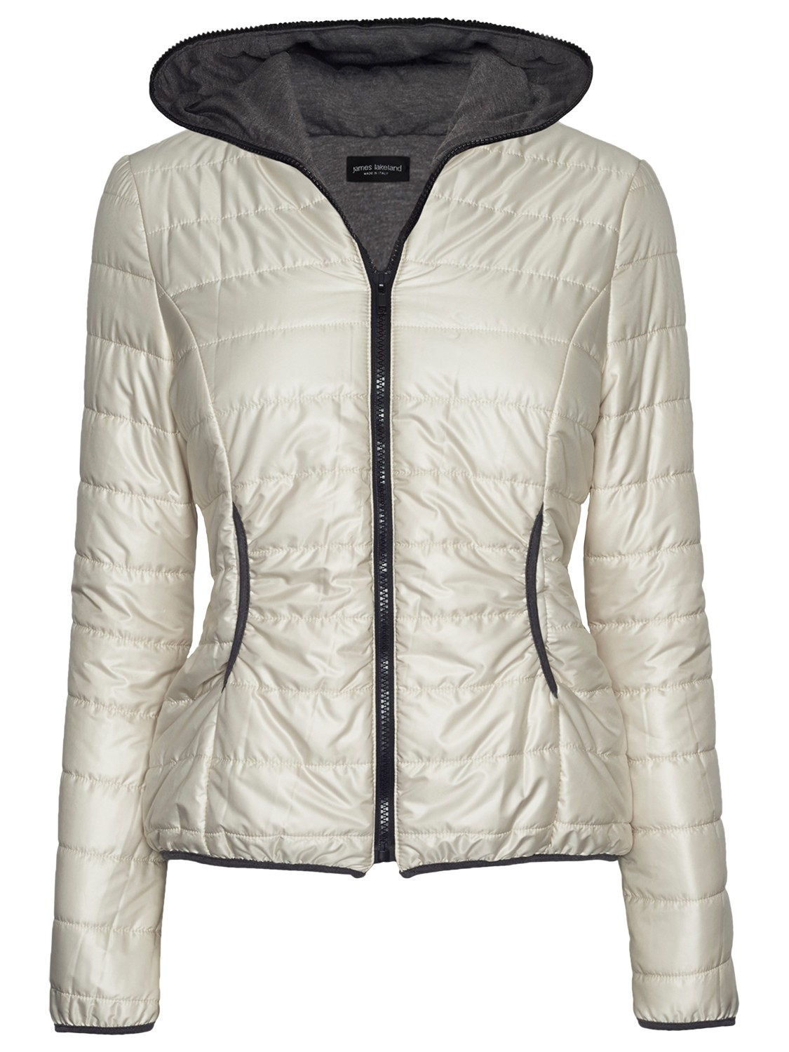 James Lakeland Jersey Lined Puffer Jacket in Beige (Cream) | Lyst