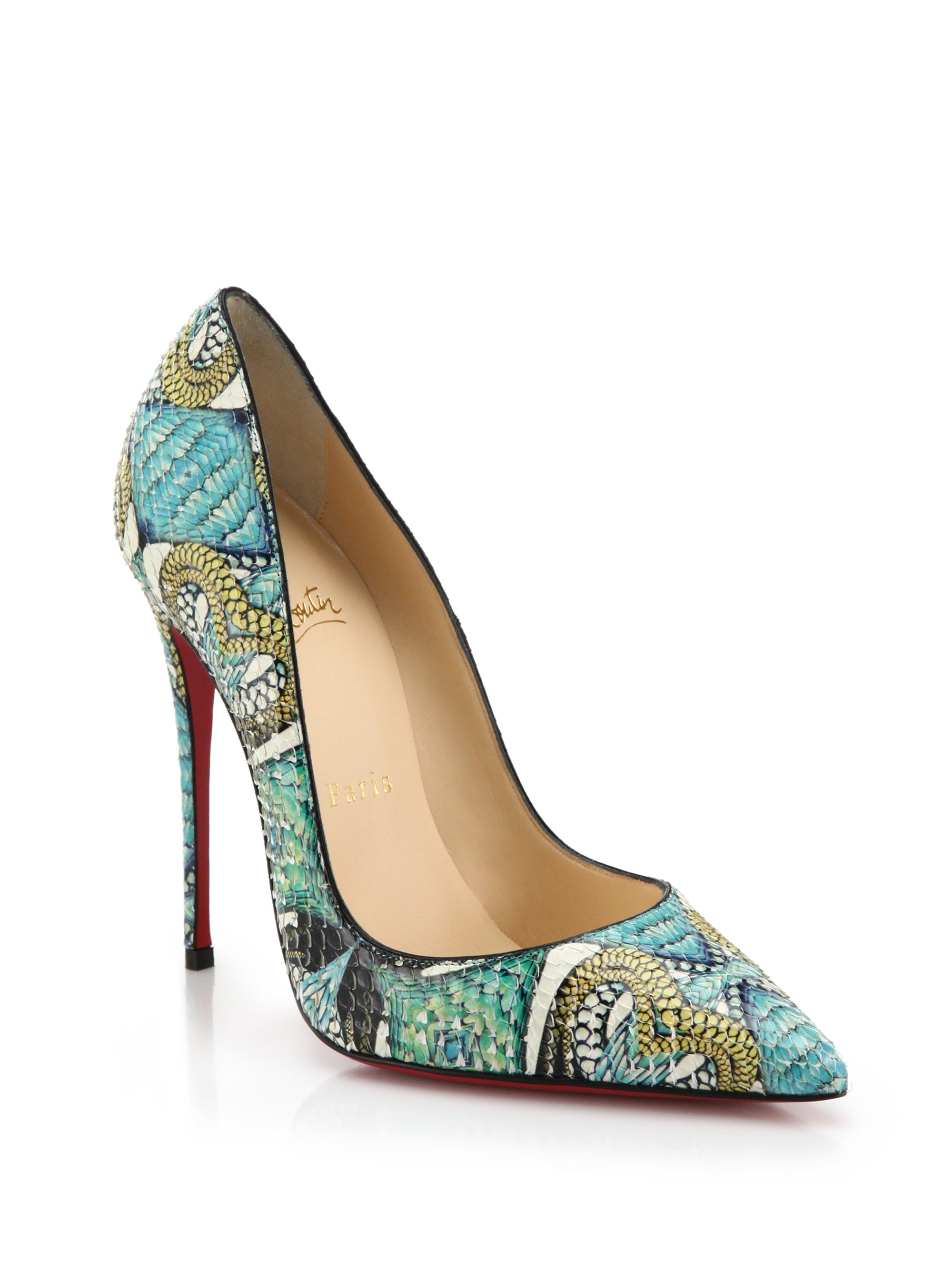 Lyst - Christian Louboutin Snake-Print Python Pumps