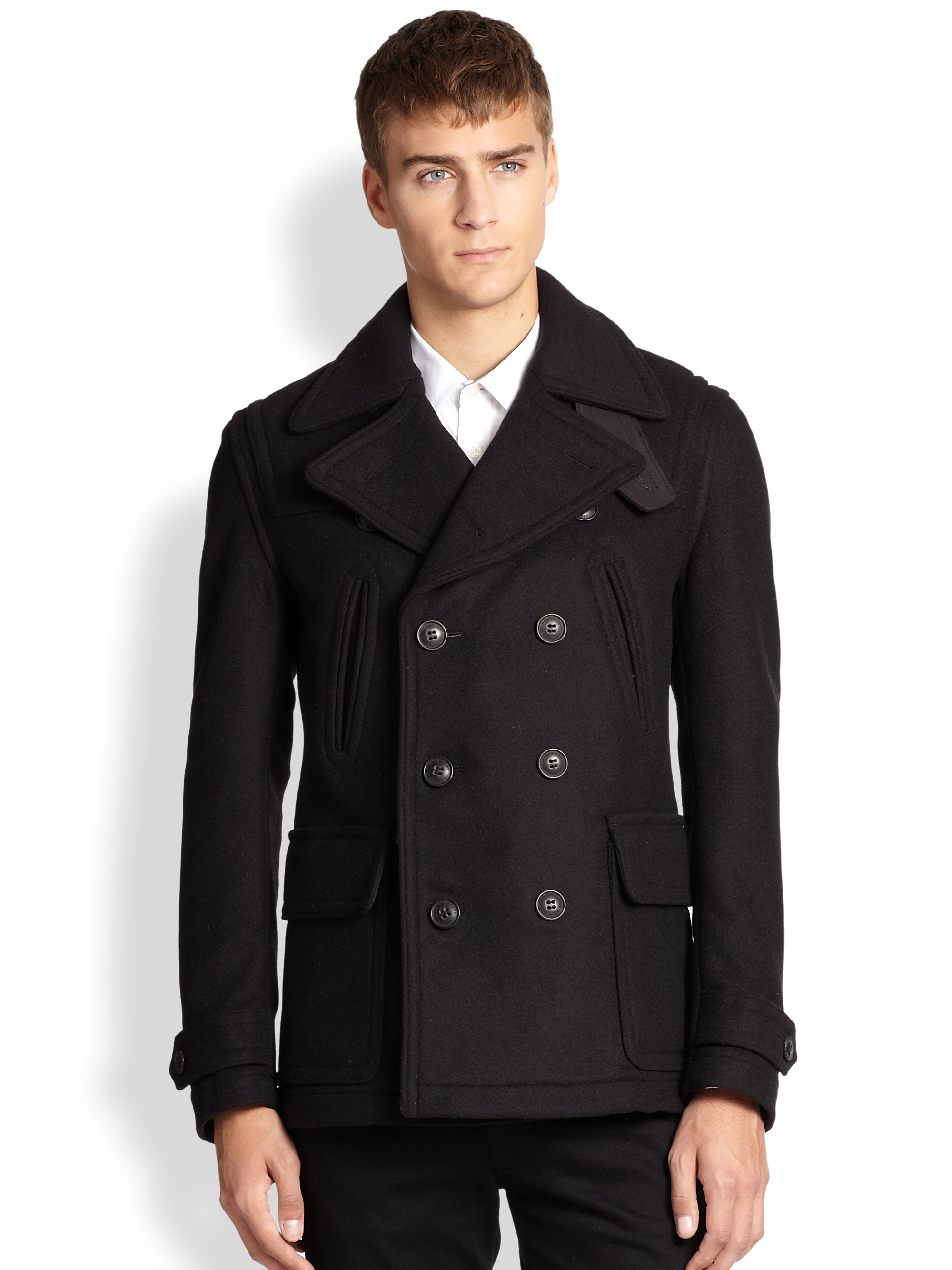 burberry shearling pea coat