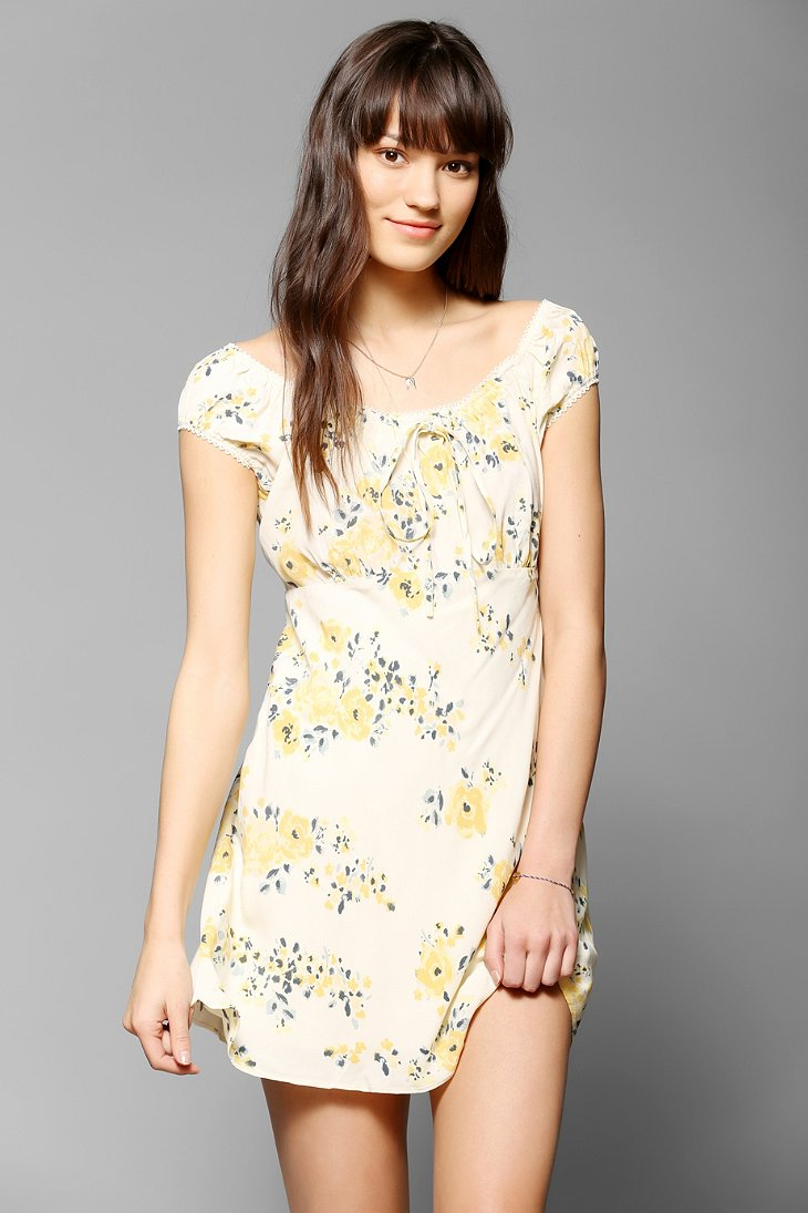 Lyst - Kimchi Blue Empirewaist Floral Mini Dress in Yellow