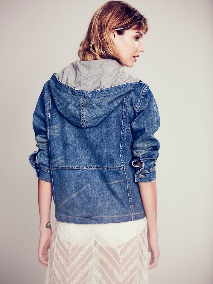 free people baja hooded denim jacke